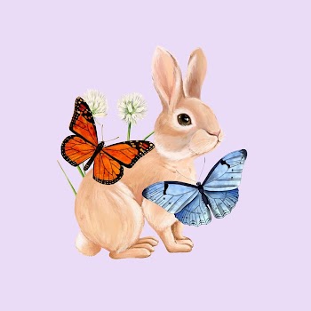 Cute rabbit illustration, purple drawing | Free Photo - rawpixel