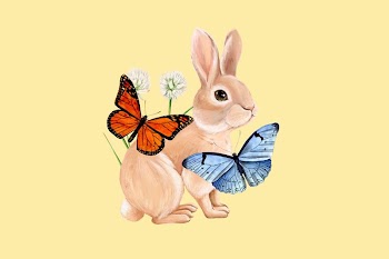 Cute rabbit illustration, yellow drawing | Free Photo - rawpixel