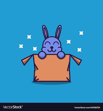 cute rabbit in a cardboard box