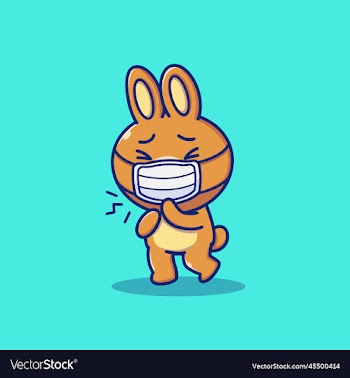 cute rabbit wearing medical mask cartoon