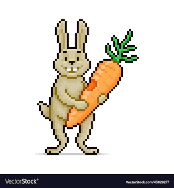 cute rabbit with a bitten carrot in its paws