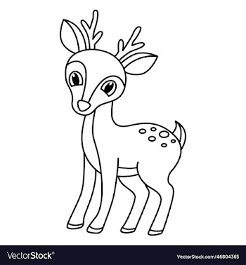cute raindeer cartoon coloring page for