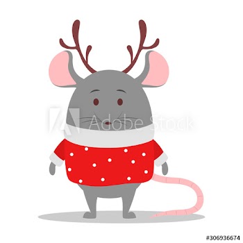 Cute rat wearing a red festive sweater