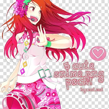 Cute, red-haired female anime character transparent background PNG clipart