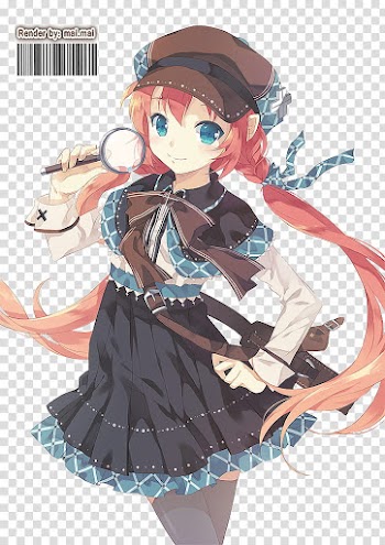 Cute, red-haired female anime character transparent background PNG clipart