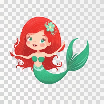 Cute red haired mermaid girl PNG transparent