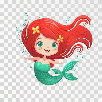 Cute red haired mermaid girl PNG transparent