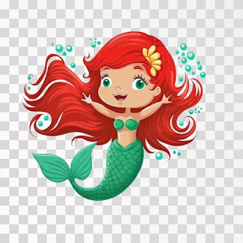Cute red haired mermaid girl PNG transparent