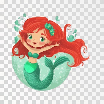 Cute red haired mermaid girl PNG transparent