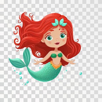 Cute red haired mermaid girl PNG transparent