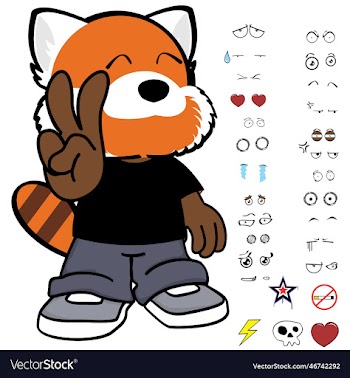 cute red panda kid character cartoon clothing