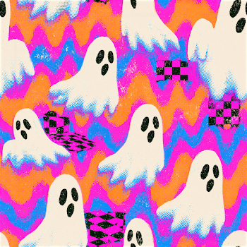 Cute Retro Ghost Seamless Pattern