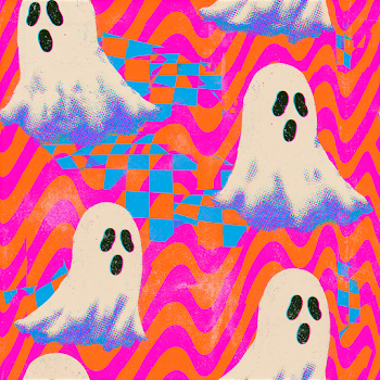 Cute Retro Ghost Seamless Pattern