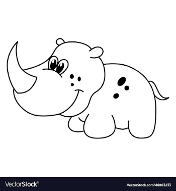 cute rhino cartoon coloring page for kids