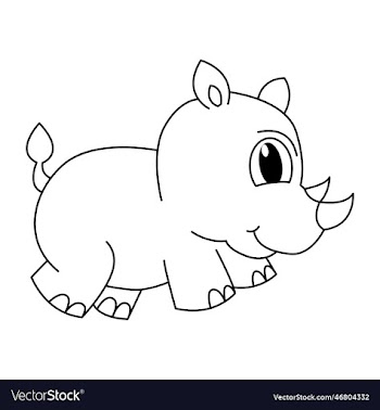 cute rhino cartoon coloring page for kids