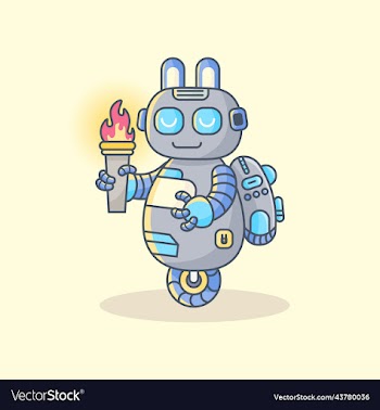 cute robot with fire torch