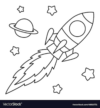 cute rocket cartoon coloring page for