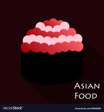 Cute roll character with caviar ikura gunkan vector image