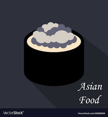 Cute roll character with caviar ikura gunkan vector image
