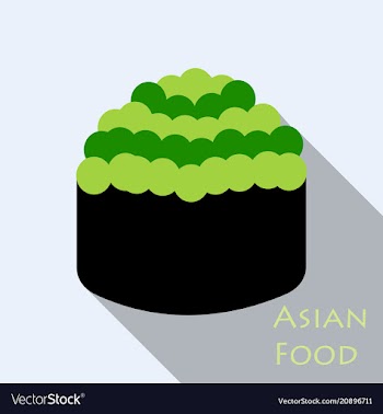 Cute roll character with caviar ikura gunkan vector image