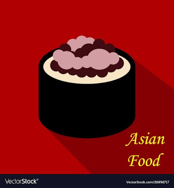 Cute roll character with caviar ikura gunkan vector image
