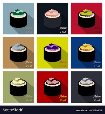 Cute roll character with caviar ikura gunkan vector image