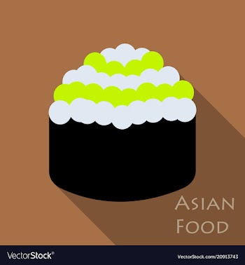 Cute roll character with caviar ikura gunkan vector image