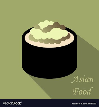 Cute roll character with caviar ikura gunkan vector image