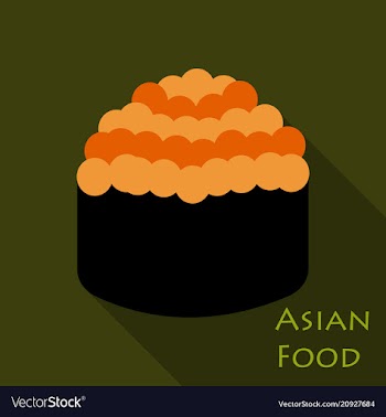 Cute roll character with caviar ikura gunkan vector image