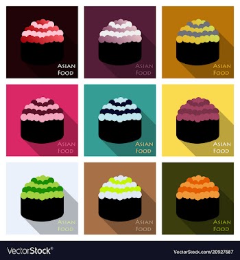 Cute roll character with caviar ikura gunkan vector image
