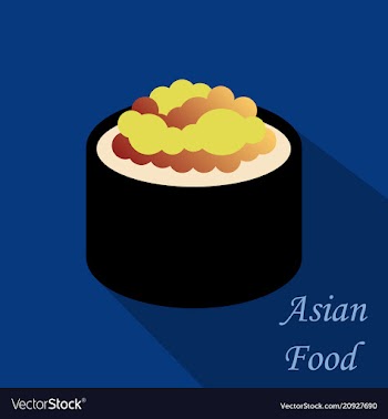 Cute roll character with caviar ikura gunkan vector image