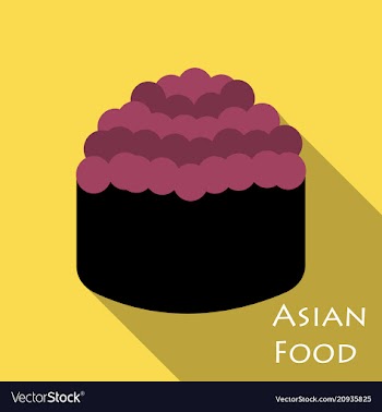 Cute roll character with caviar ikura gunkan vector image