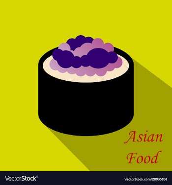 Cute roll character with caviar ikura gunkan vector image