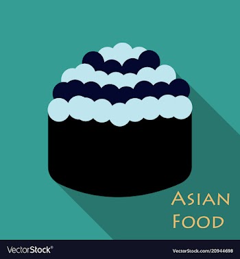 Cute roll character with caviar ikura gunkan vector image