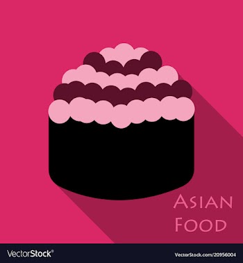 Cute roll character with caviar ikura gunkan vector image