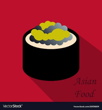 Cute roll character with caviar ikura gunkan vector image