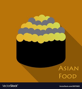Cute roll character with caviar ikura gunkan vector image