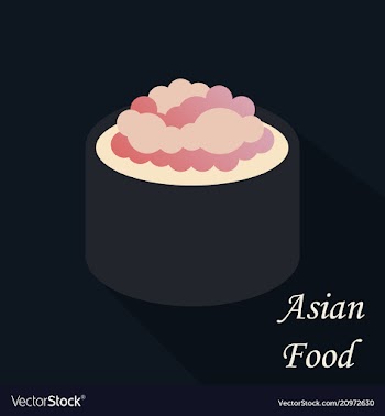 Cute roll character with caviar ikura gunkan vector image