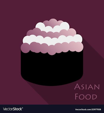 Cute roll character with caviar ikura gunkan vector image