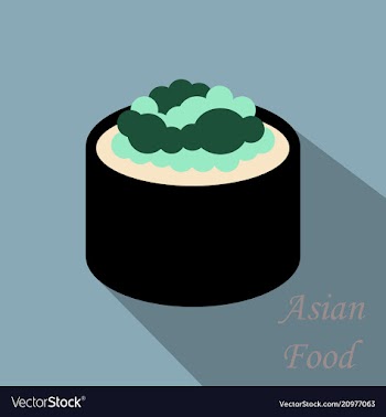 Cute roll character with caviar ikura gunkan vector image