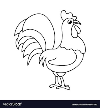 cute rooster cartoon coloring page for