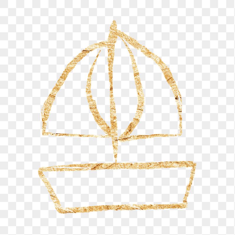 Cute sailboat png sticker, gold | Free PNG Illustration - rawpixel
