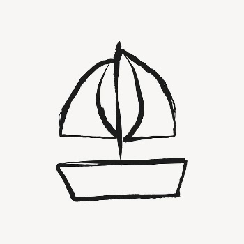 Cute sailboat sticker, doodle in black | Free PSD Illustration - rawpixel