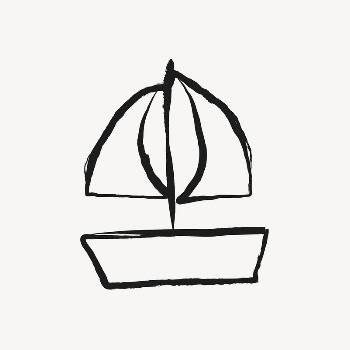 Cute sailboat sticker, doodle in black | Free Vector Illustration - rawpixel