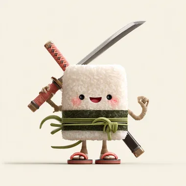 Cute Samurai Sushi Character Illustration Cute Samurai Sushi Character Illustration