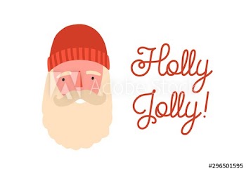 Cute santa claus face flat vector illustration