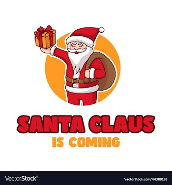 cute santa mascot holding gift
