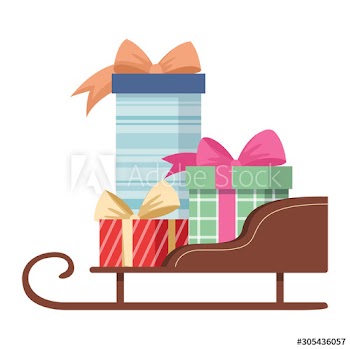 Cute Santa sleigh with presents