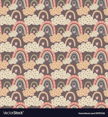 cute seamless scandi-style pattern with rainbow