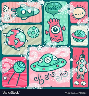Cute seamless Space pattern vector image